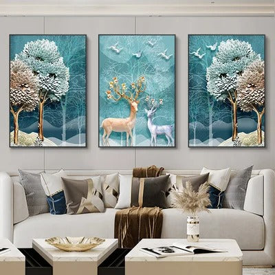 3 Pieces Luxury Ribbon Wall Canvas Paintings