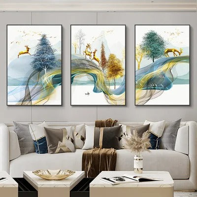 3 Pieces Luxury Ribbon Wall Canvas Paintings