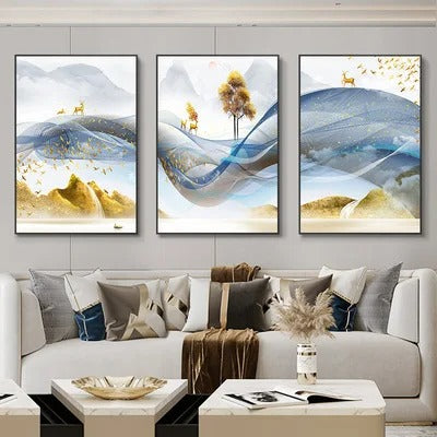 3 Pieces Luxury Ribbon Wall Canvas Paintings