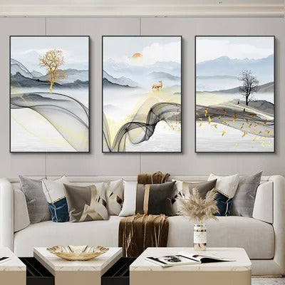 3 Pieces Luxury Ribbon Wall Canvas Paintings