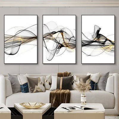 3 Pieces Luxury Ribbon Wall Canvas Paintings