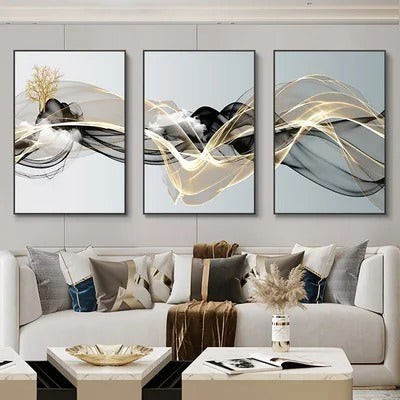 3 Pieces Luxury Ribbon Wall Canvas Paintings